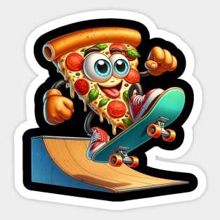 Skateboarding Pizza Slice – Extreme Sports Foodie Sticker Sticker